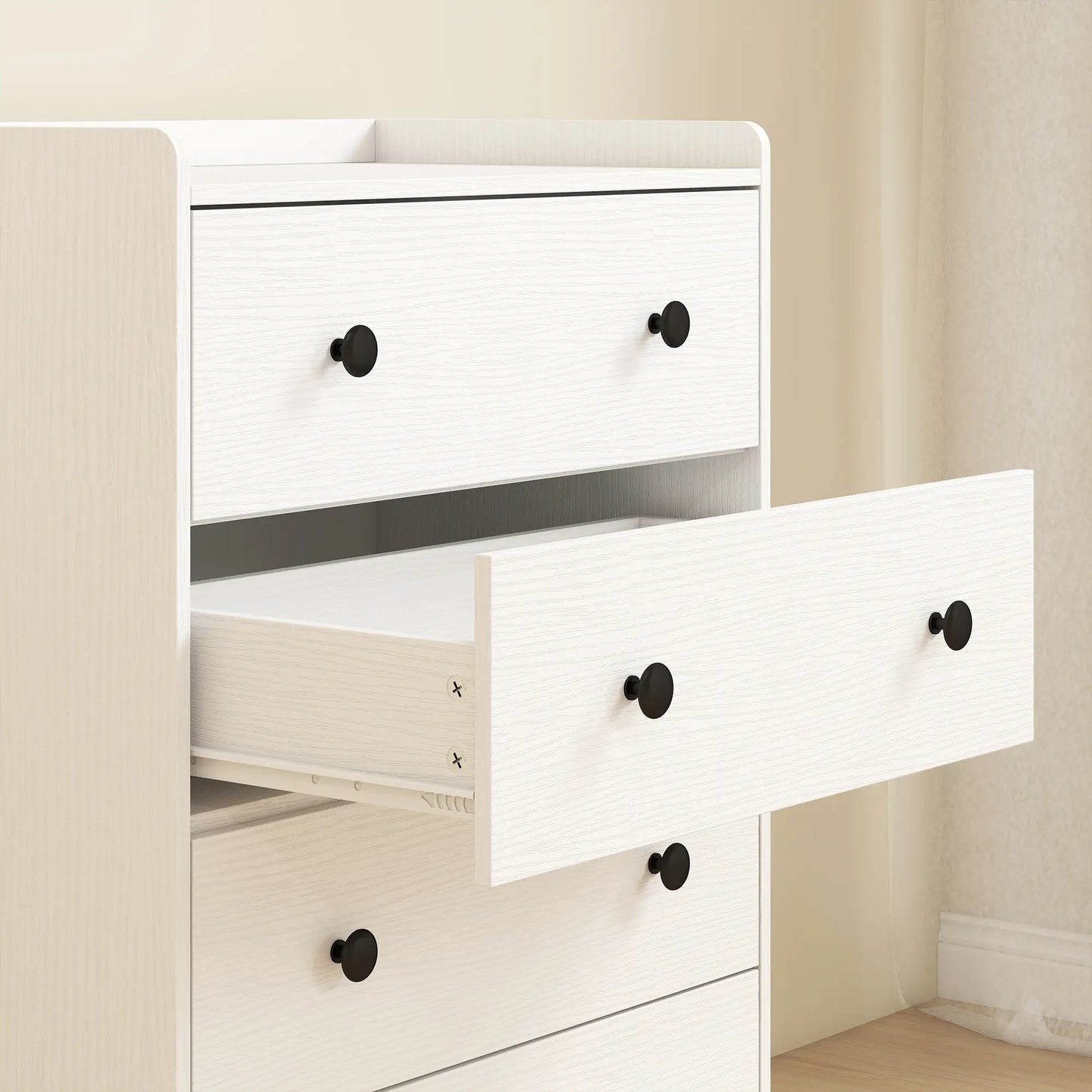 HOMCOM 4 Drawer Chest of Drawers, Modern Dresser for Bedroom, Storage Cabinet, White Wood Effect