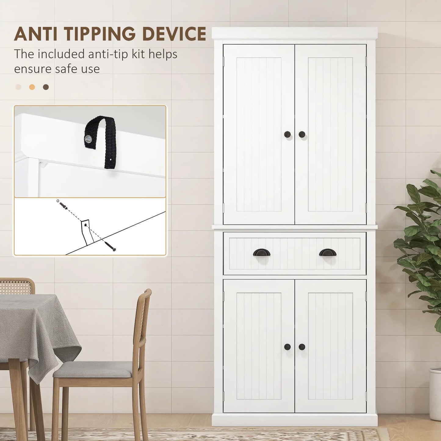 HOMCOM Kitchen Storage Cabinet with Drawer and Adjustable Shelves - White