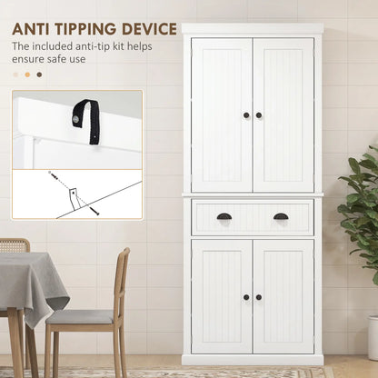 HOMCOM Kitchen Storage Cabinet with Drawer and Adjustable Shelves - White