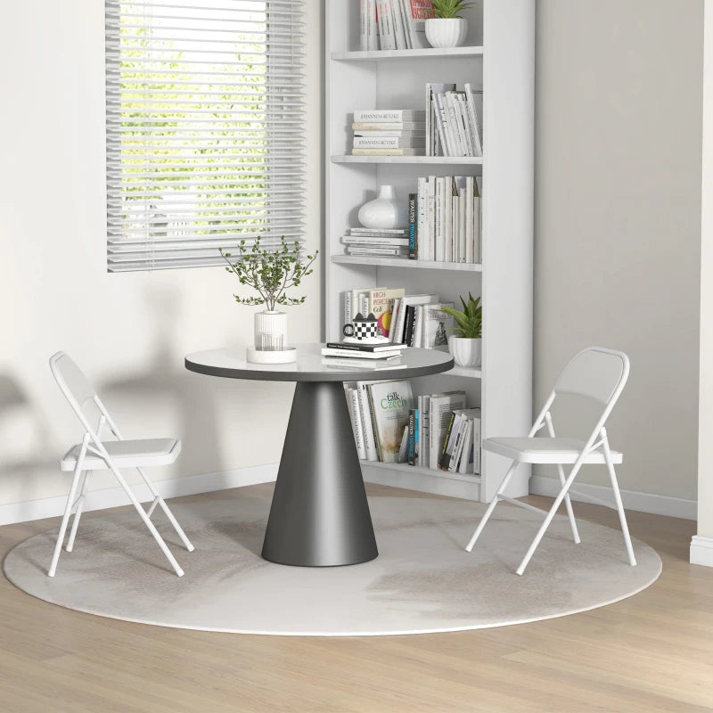 Set of Two Leather Cushioned Steel Folding Chairs