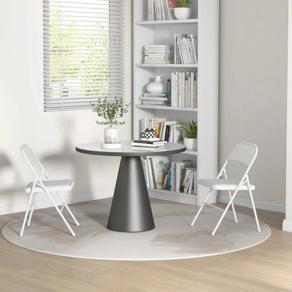 Set of Two Leather Cushioned Steel Folding Chairs