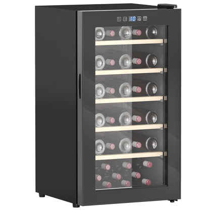 HOMCOM 41 Bottle Wine Fridge, 91 Litre Capacity, 45cm Freestanding Wine Cooler Fridge with LED Light, Digital Touch Screen, Black