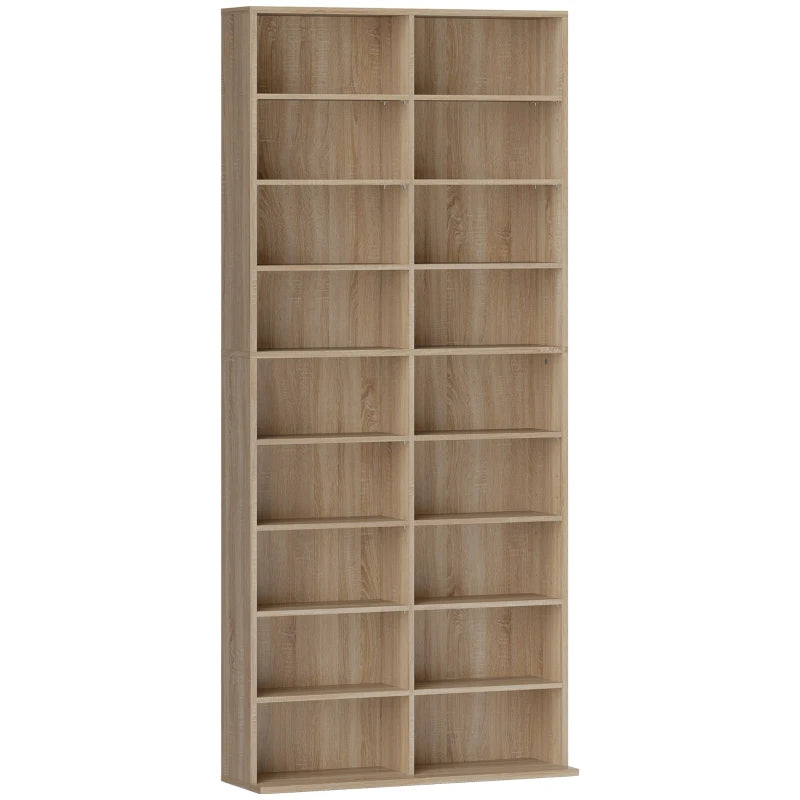 HOMCOM 640 CD Storage Tower, Bookcases & Shelves - Nature Wood Finish