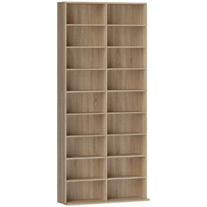 HOMCOM 640 CD Storage Tower, Bookcases & Shelves - Nature Wood Finish