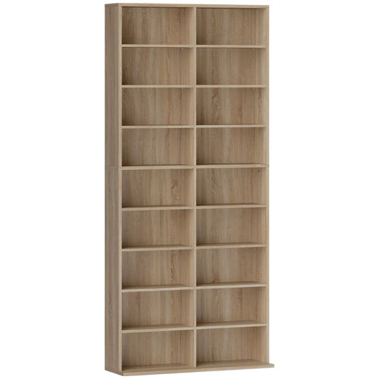 HOMCOM 640 CD Storage Tower, Bookcases & Shelves - Nature Wood Finish
