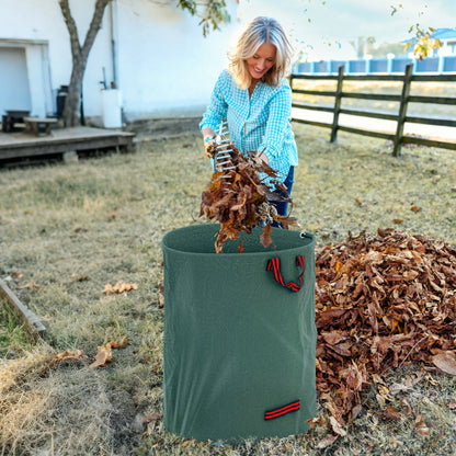 Outsunny Garden Waste Bags, 300L x 3 Heavy Duty, Foldable and Reusable Waste Sacks with Handles for Loading Leaf, Green