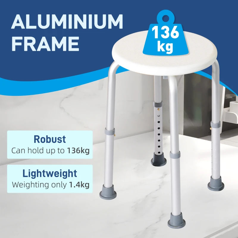 Stable shower chair stool, safe for disabled use.