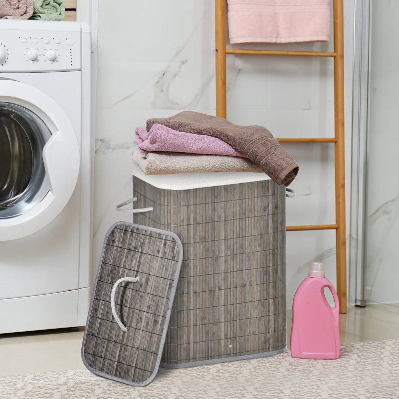 Stylish laundry hamper with secure flip lid