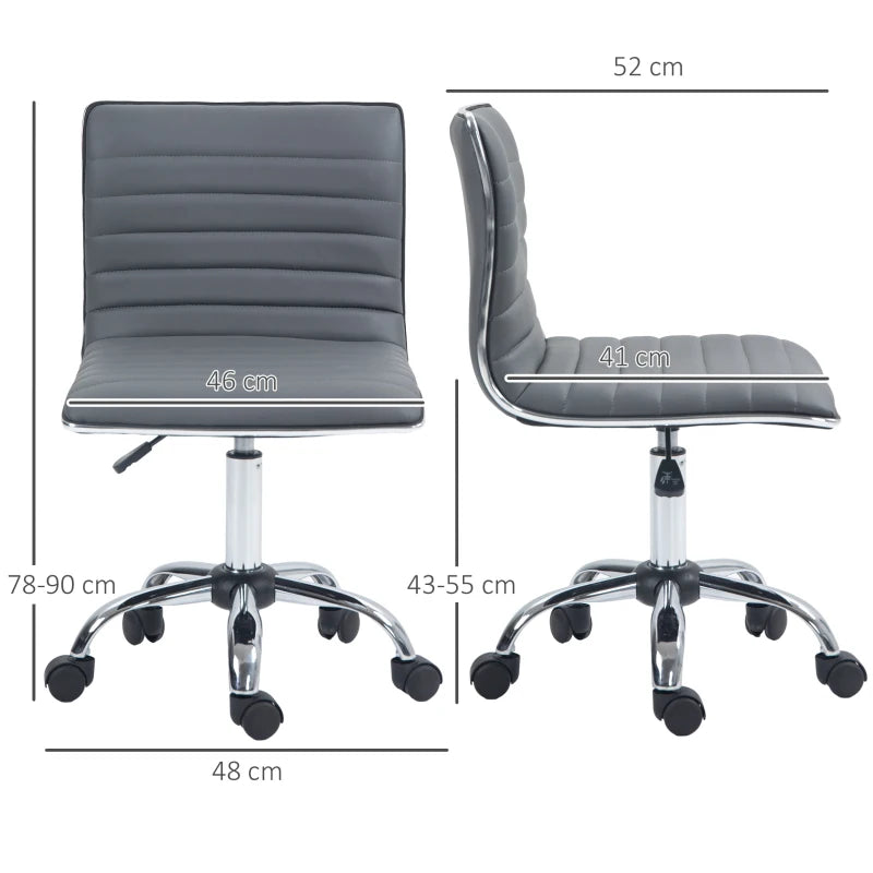 Swivel Chair with Armless Mid-Back in PU Leather