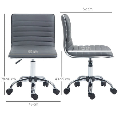 Swivel Chair with Armless Mid-Back in PU Leather