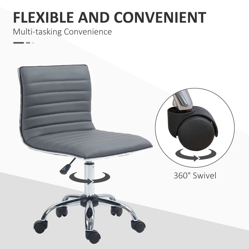 Swivel Office Chair Armless Mid-Back in PU Leather