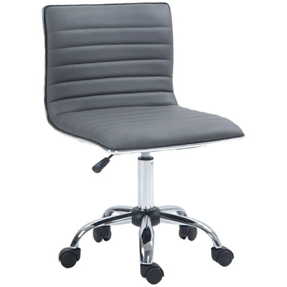 Swivel Office Chair with Armless Mid-Back in PU Leather
