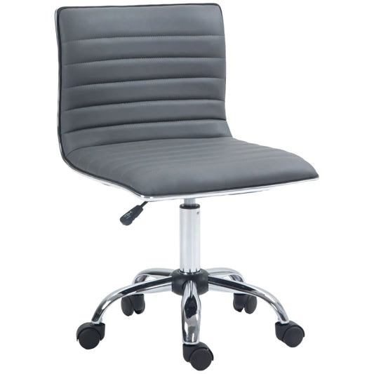 Swivel Office Chair with Armless Mid-Back in PU Leather
