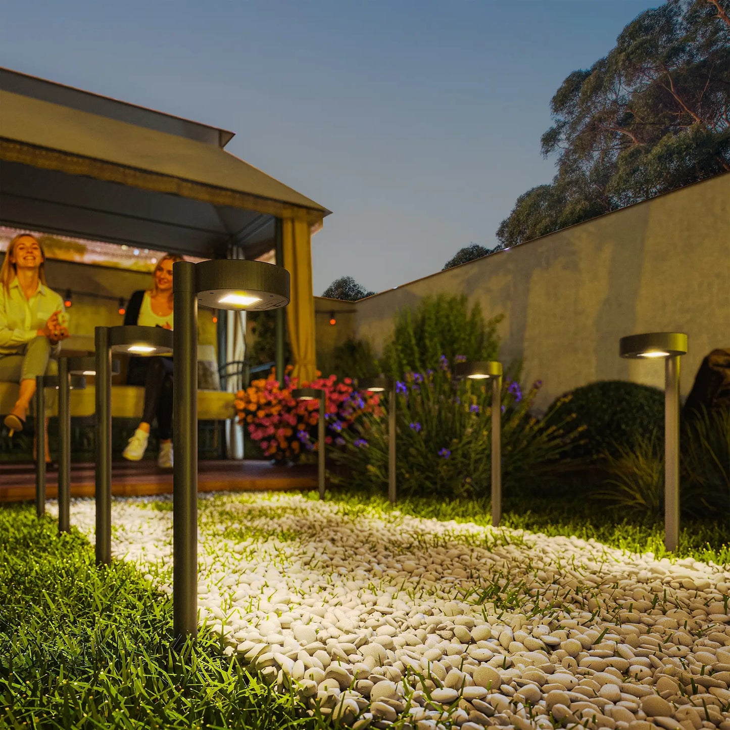 Outsunny Solar Lights Outdoor Garden Stake 8 Pack Pathway Lighting with Auto On/Off LED, IP44 Waterproof, Plastic