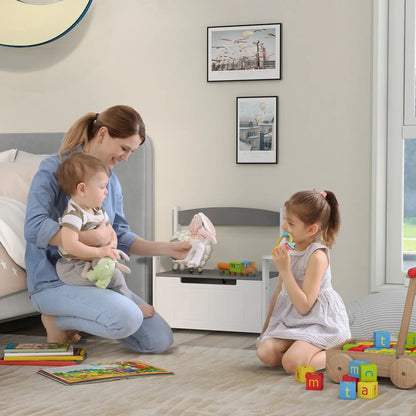 AIYAPLAY 2-in-1 Toy Box for Kids Storage with Lid for Bedroom, Nursery, Playroom, Grey