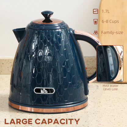 HOMCOM 3000W Rapid Boil Honeycomb Kitchen Electric Kettle - Dark Blue
