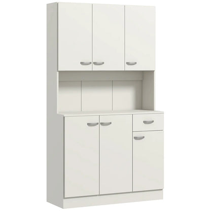HOMCOM Freestanding Kitchen Pantry Storage Cabinet - White