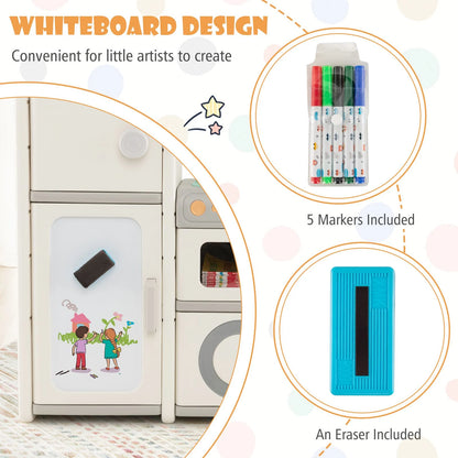 Kids Toy Storage Organizer with Magnetic Whiteboard Removable Sink & Faucet