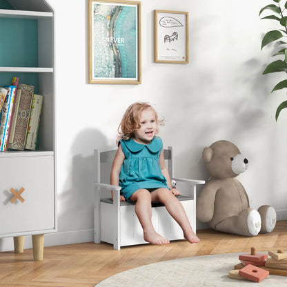 AIYAPLAY 2-in-1 Toy Box for Kids Storage with Lid for Bedroom, Nursery, Playroom, Grey