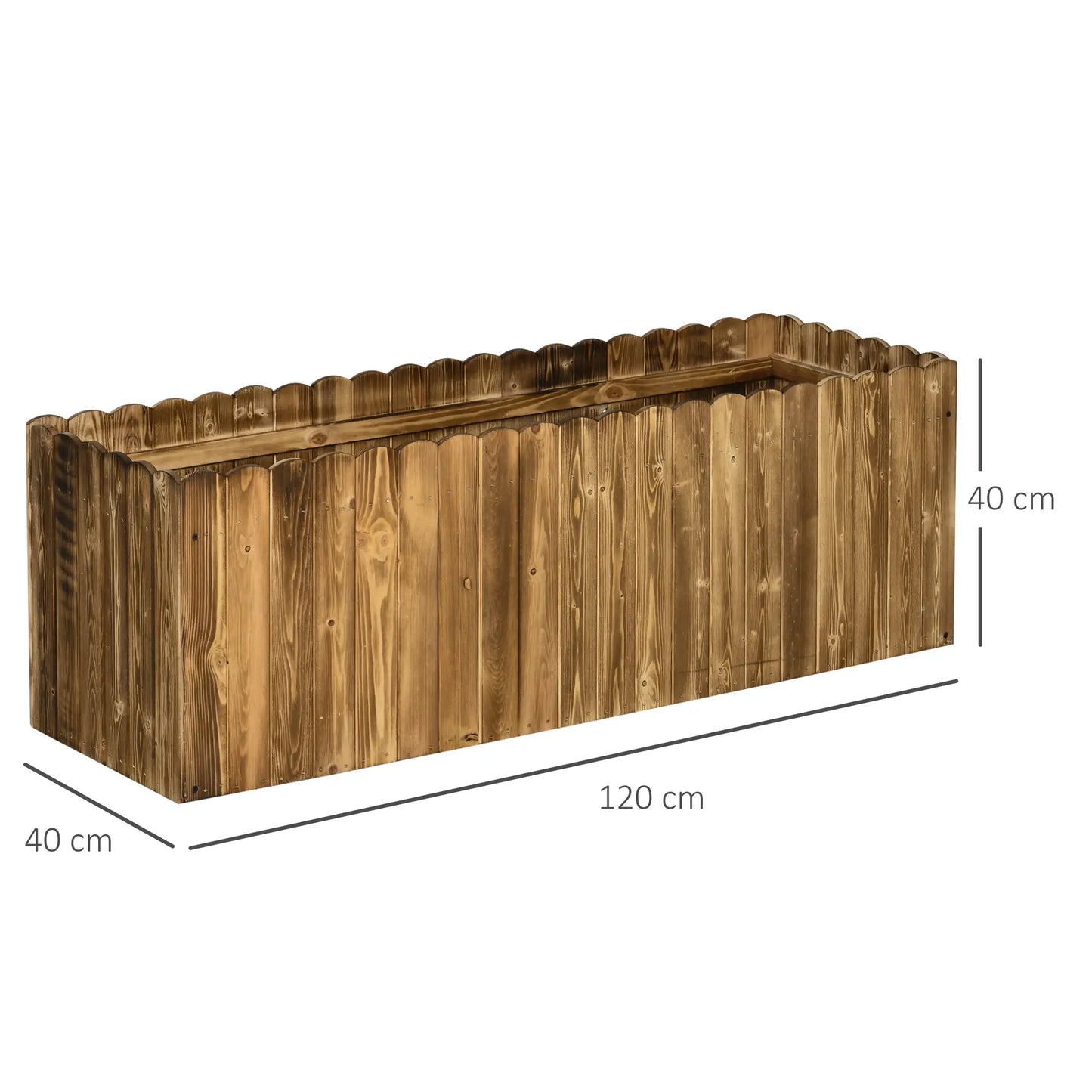 Outsunny 172L Raised Garden Bed, Wooden Rectangle Planter Box, Outdoor Herb Vegetable Flower Pot