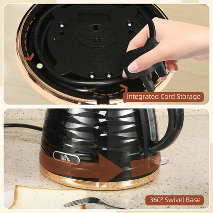 HOMCOM 3kW Rapid Boil Honeycomb Kettle Removable and Washable Filter, 1.7 L - Black