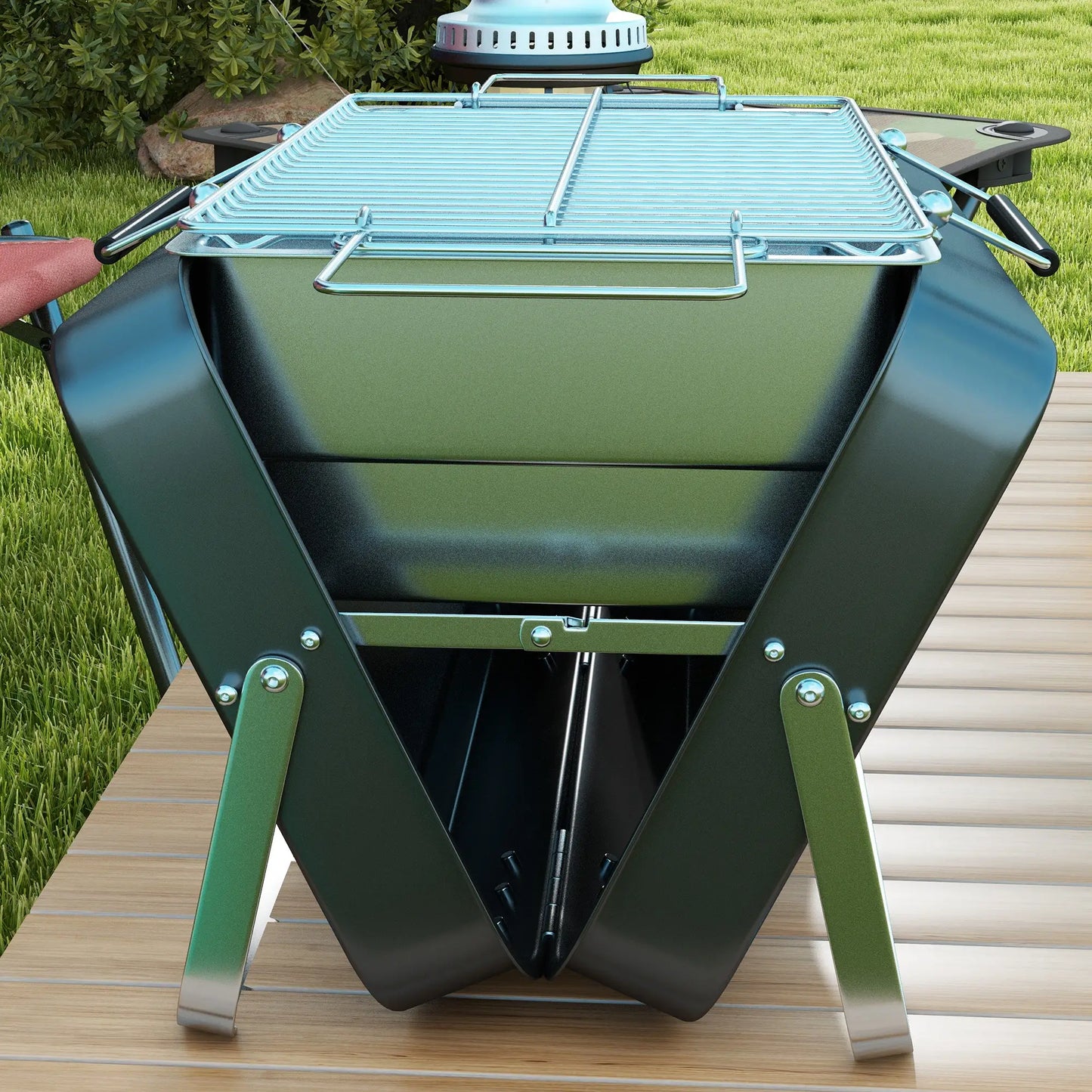 Outsunny Metal Suitable-Style Outdoor Barbecue Portable Mini BBQ Grill - Black