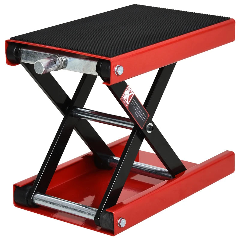 DURHAND 500KG Motorcycle Scissor Lift Jack, Height Adjustable Motorbike Stand with Anti-Slip Wide Deck, Heavy Duty Steel Repair Lift Hoist Stand for Home Garage