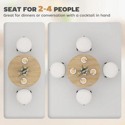 HOMCOM 80cm Industrial Round Kitchen Dining Table - White Oak