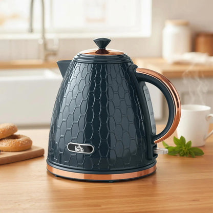 HOMCOM 3000W Rapid Boil Honeycomb Kitchen Electric Kettle - Dark Blue