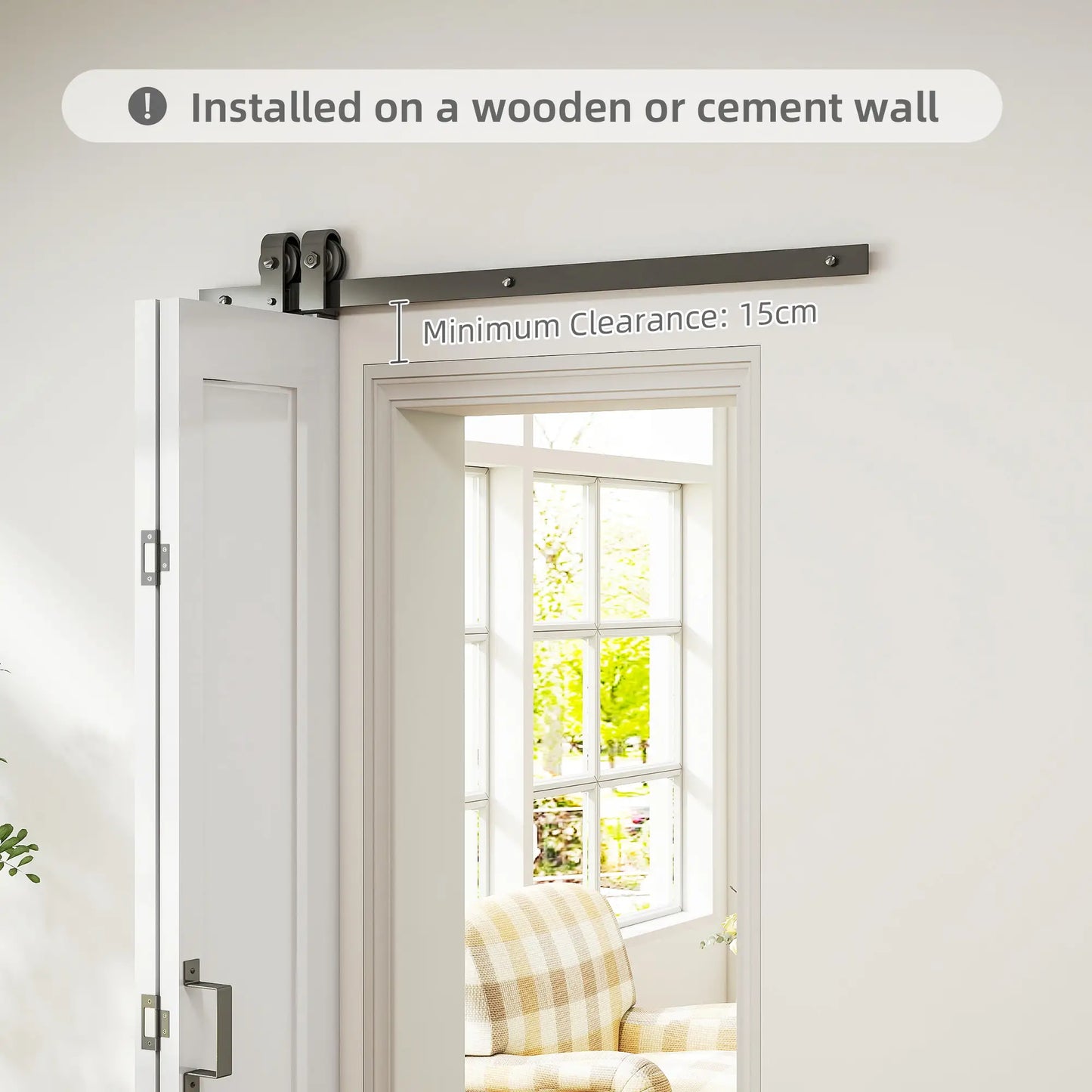 HOMCOM Slide Door, 70cm Modern Sliding Door Set Kit with Steel Rail, White