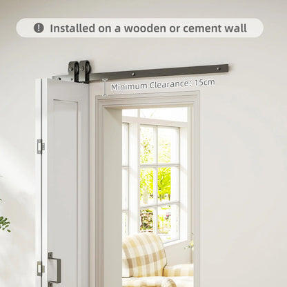 HOMCOM Slide Door, 70cm Modern Sliding Door Set Kit with Steel Rail, White