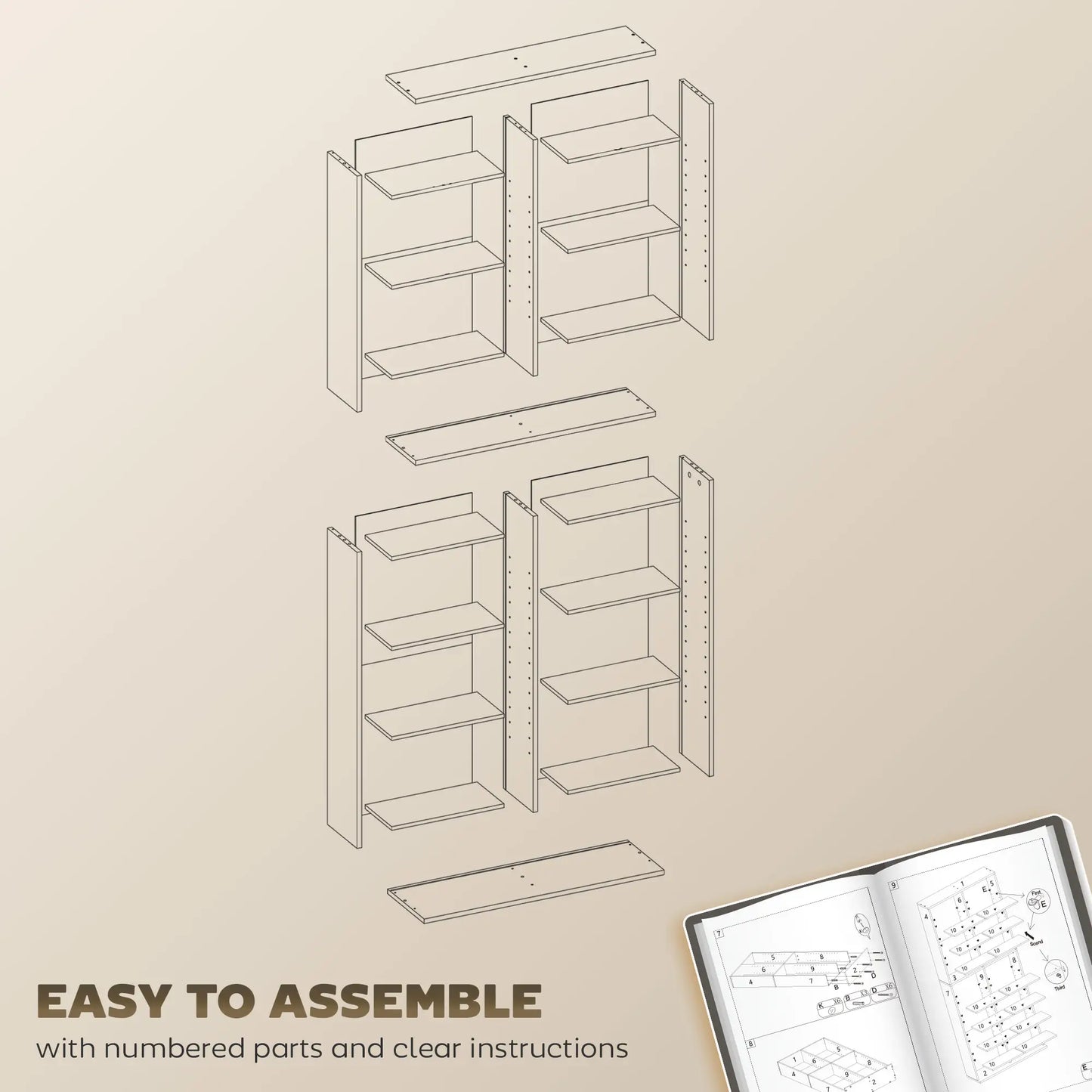 HOMCOM 640 CD Storage Tower, Bookcases & Shelves - Nature Wood Finish
