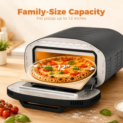 HOMCOM Electric Pizza Oven, Pizza Maker with 3 Knob Control & Ceramic Stone, Viewing Window, 2200W