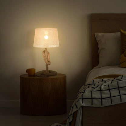 HOMCOM Nautical Style Table Lamp with Fabric Lampshade Metal Frame, 54cm Home Desk Lamp Bedroom Living Room, Beige