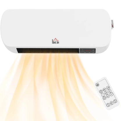 HOMCOM 2000W Wall Mounted Ceramic Electric Space Heater, 10-49°C Temperature, White