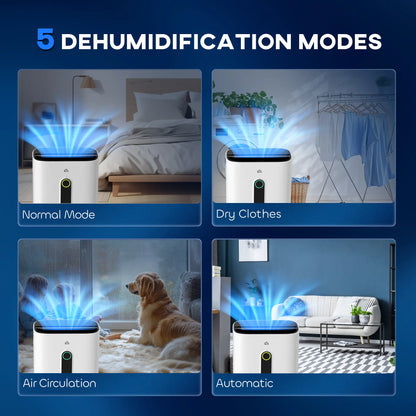 HOMCOM 6500mL Portable Dehumidifier with Air Purifier Filter, 24H Timer, 4 Modes for Home Laundry Basement