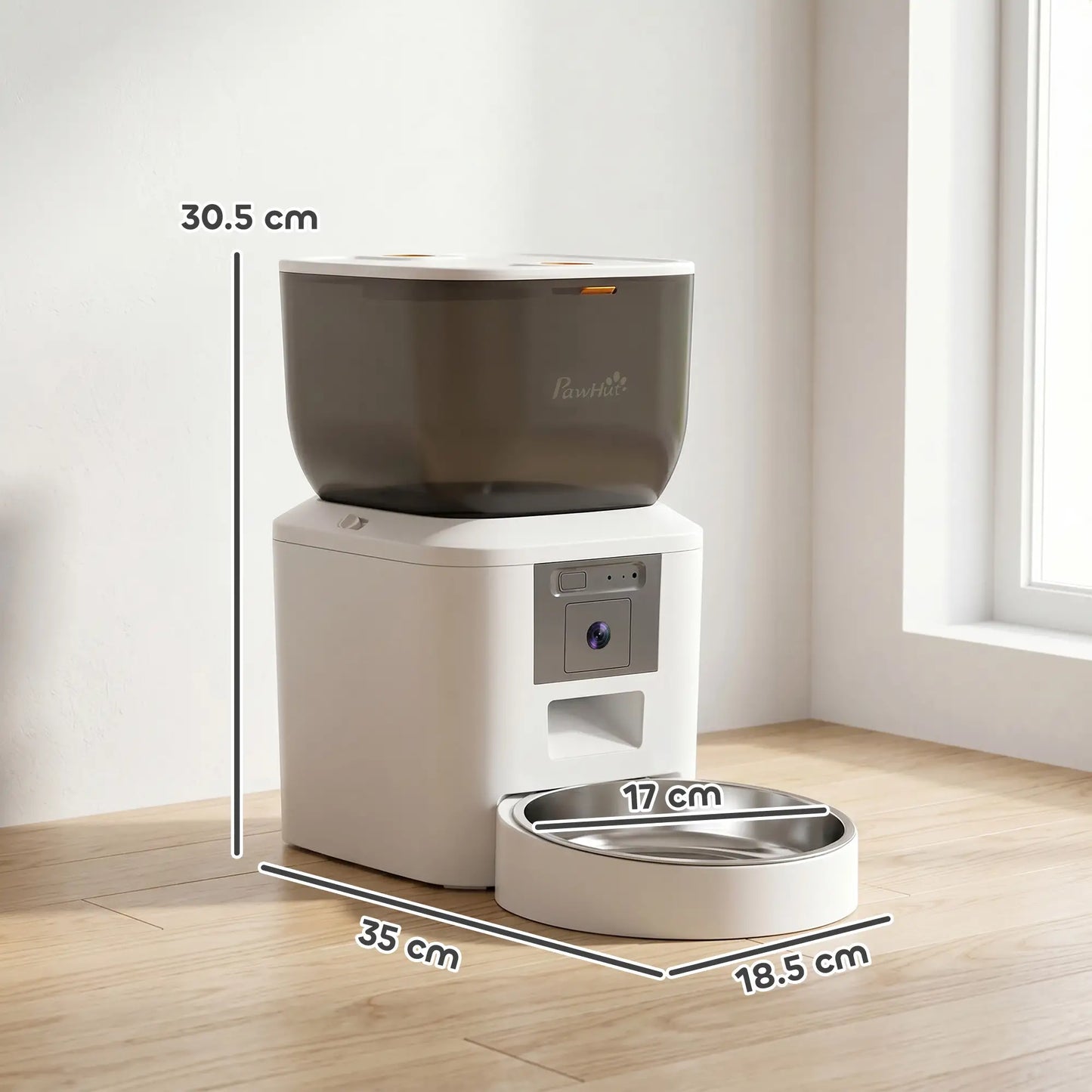 PawHut Automatic Cat Feeder with Camera, 2.4G WiFi, APP Control 4L Pet Feeder 1-10 Meals