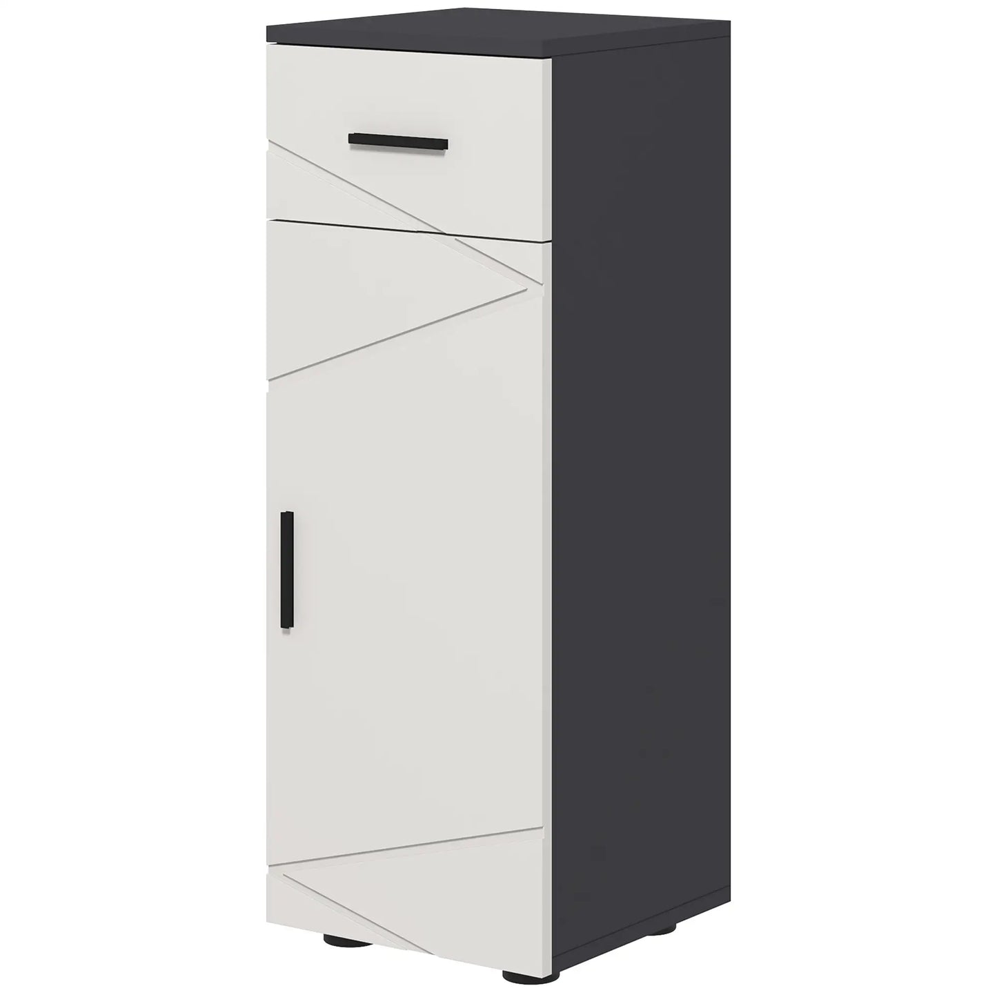 kleankin Slim Bathroom Cabinet, Narrow Bathroom Storage Cabinet with Drawer, Door Cupboard, Adjustable Shelf, Grey