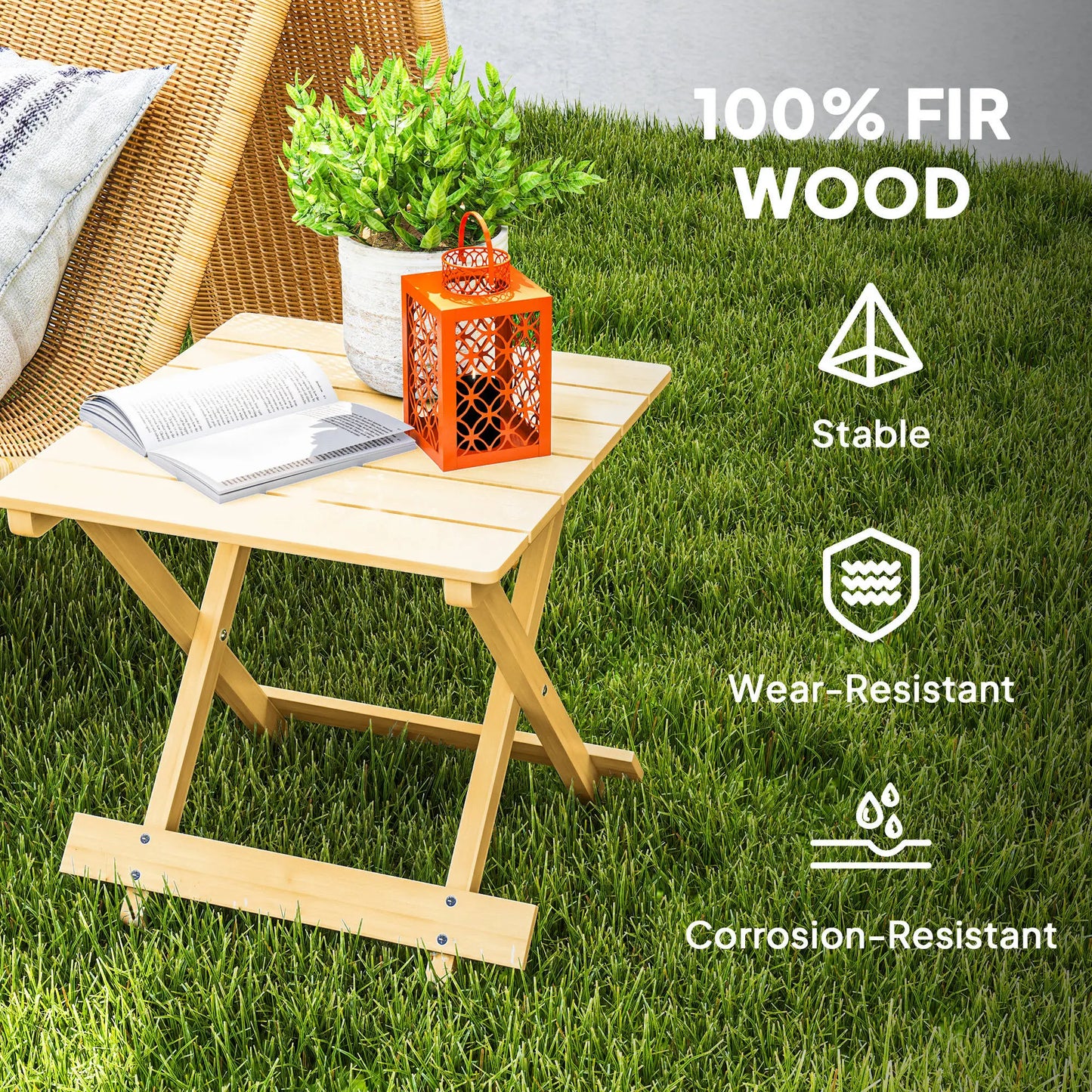 Outsunny Garden Furniture Wooden Foldable Outdoor Coffee Table