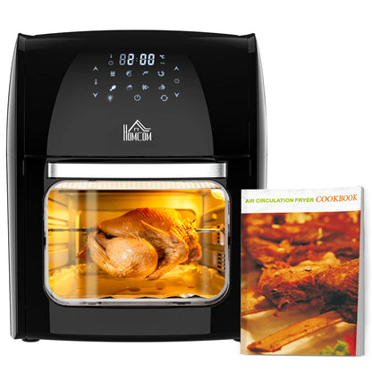 HOMCOM 12L 8 in 1 Digital Air Fryer Oven with Roast, Bake, Dehydrate, 8 Preset Modes, Rapid Air Circulation, 1800W, Black