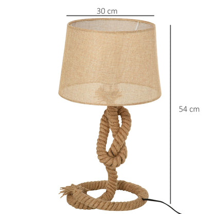 HOMCOM Nautical Style Table Lamp with Fabric Lampshade Metal Frame, 54cm Home Desk Lamp Bedroom Living Room, Beige