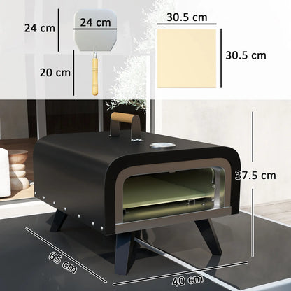 Outsunny Gas Powered 12" Pizza Oven Barbecue Charcoal Grills - Black