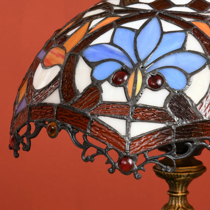 HOMCOM Stained Glass Table Lamp, Handcrafted Artisan Collectible, for Living Room and Bedside, Zinc Alloy