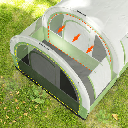 Outsunny 3000mm Waterproof Camping Tent, 5-6 Man Family Tent with Living & Bedroom, Carry Bag, Cream & Green