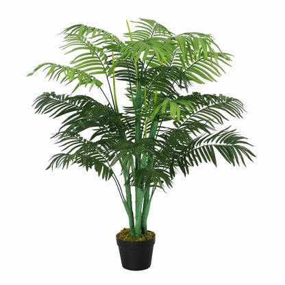 Outsunny Artificial Palm Plant Decorative Tree with Nursery Pot, Fake Plastic Indoor Home Office Décor, Green
