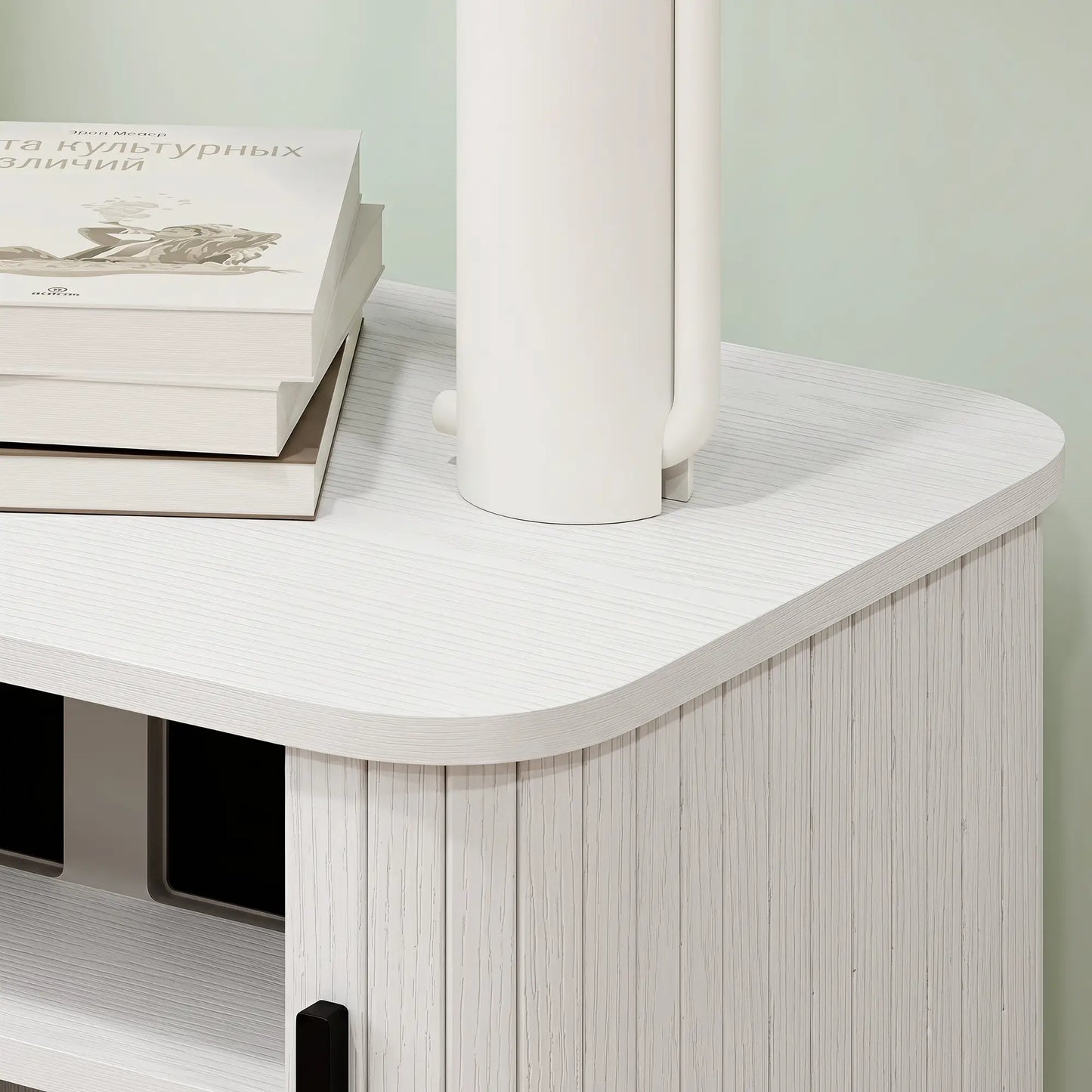 HOMCOM Nightstand Bedside Table with Sliding Doors and Metal Legs, White Wood Effect