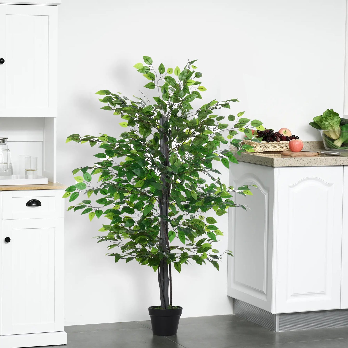 Outsunny Artificial Banyan Tree in Pot, Fake Plant for Home Indoor Decor, 90cm