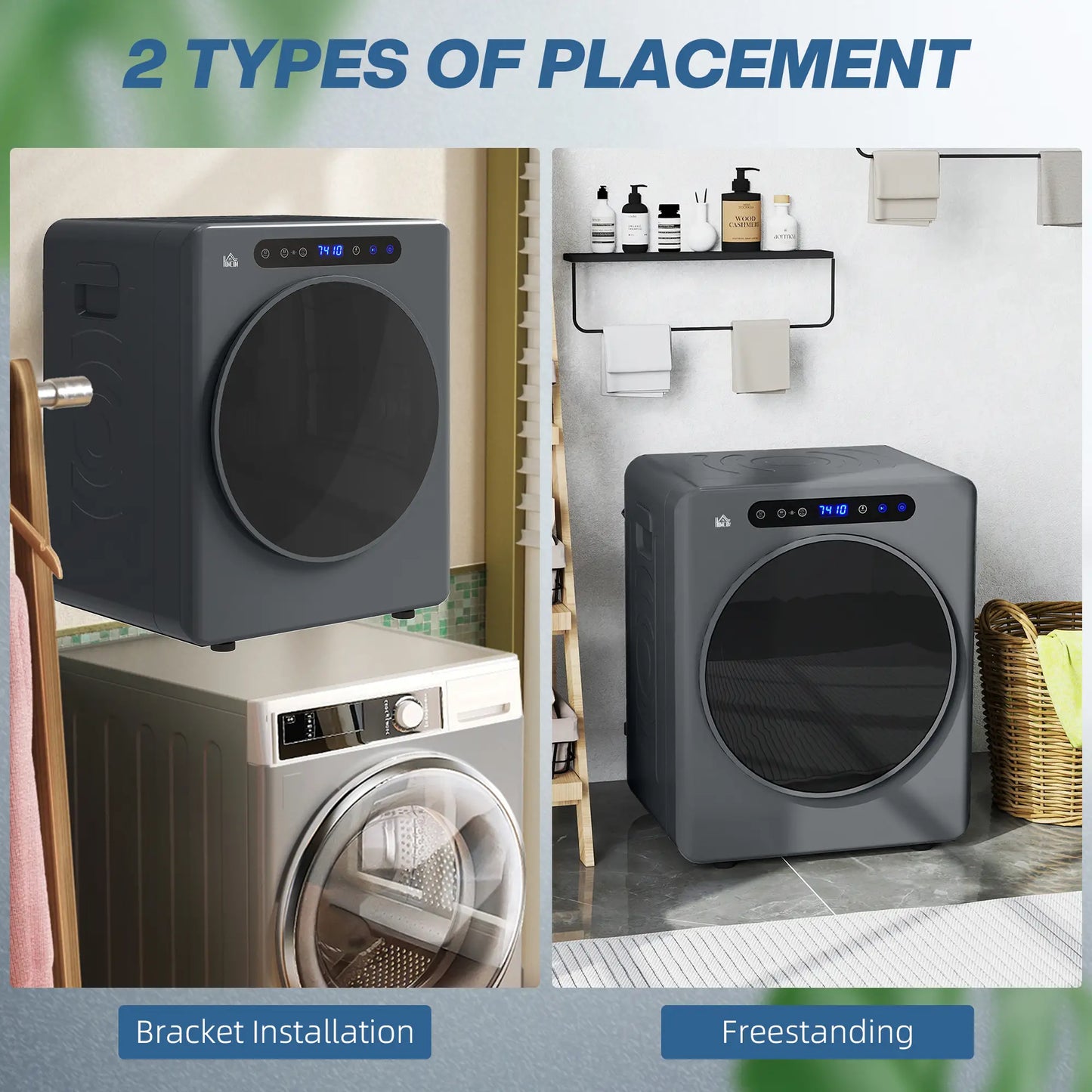 HOMCOM 4kg Laundry Compact 40-60℃ Vented Tumble Dryer - Grey