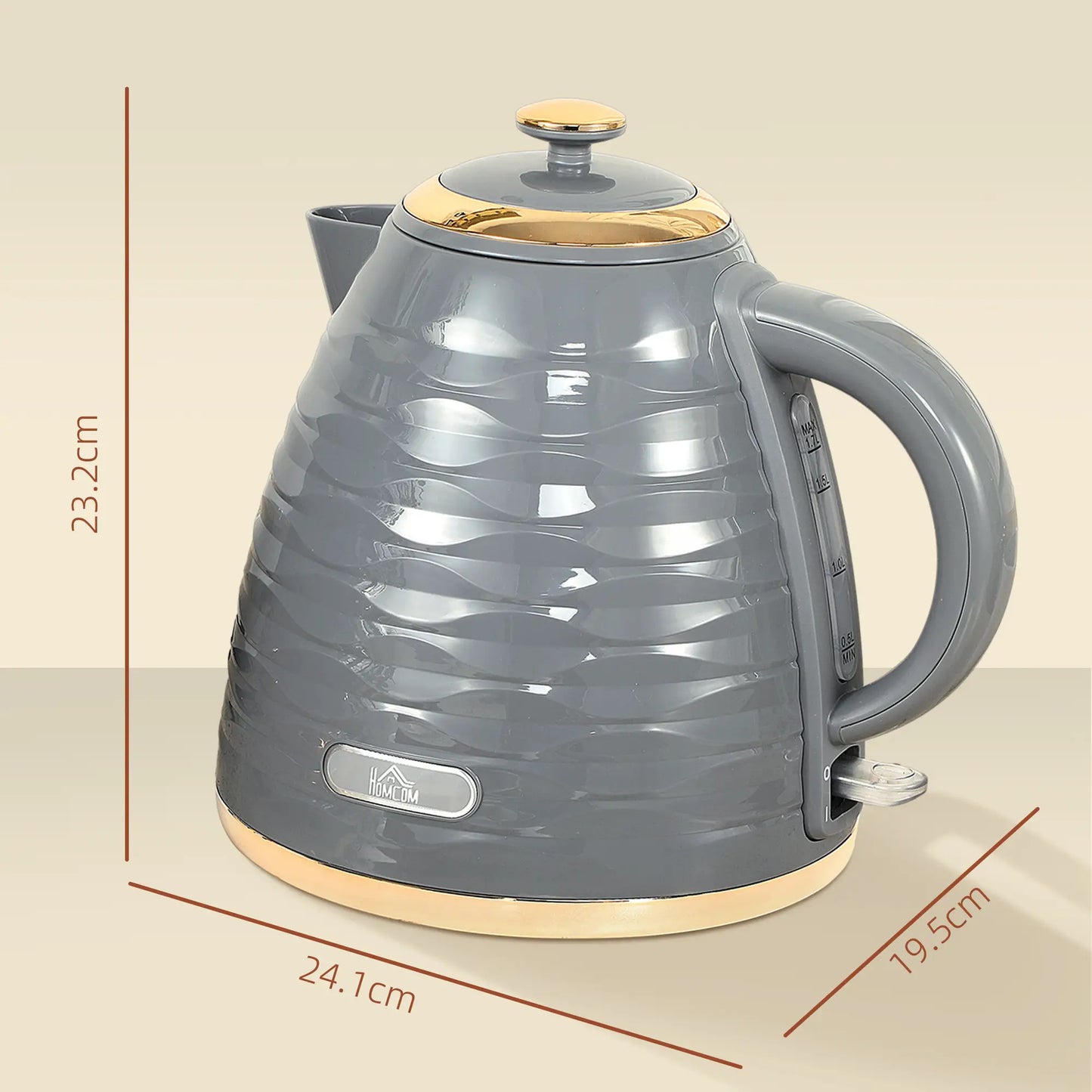 HOMCOM 3kW Kitchen Rapid Boil Honeycomb Kettle, 1.7l - Grey