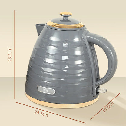 HOMCOM 3kW Kitchen Rapid Boil Honeycomb Kettle, 1.7l - Grey